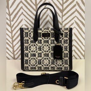 Kate Spade Manhattan Spade Flower Small Tweed Satchel with Crossbody Strap